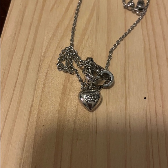 Juicy Couture Heart Crown Pendant Necklace Silver Tone Chain Womens Jewelry - Picture 6 of 6